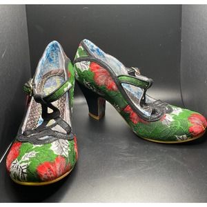 Irregular Choice Shoes Size 6.5 Christmas Poinsettia Lace Tree T Strap Worn Once